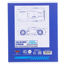 Цена за 12 шт. Тетрадь в клетку 12 листов, 5 видов МИКС, обложка мелованный картон, «Тачки»