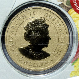 Монета 1 доллар 2021 года Австралия Спящие детёныши животных  Тасманийский дьявол (в буклете)