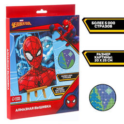 Алмазная мозаика с частичным заполнением для детей «Человек-паук», 20 х 25 см