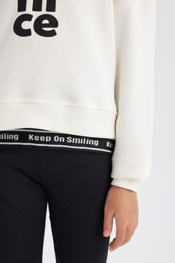 Relax Fit Kap__onlu Bask_l_ Sweatshirt K_z _ocuk - Defacto фото 7