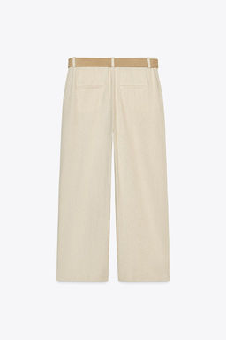 LINEN BLEND CULOTTES WITH BELT - Zara фото 7