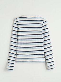 Bisiklet Yaka ?izgili K?z ?ocuk Ti??rt