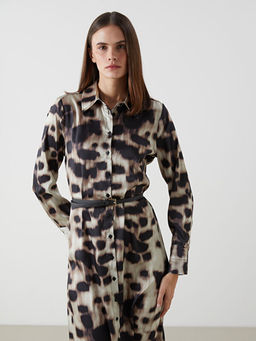 Desenli Saten Kad?n G?mlek Elbise