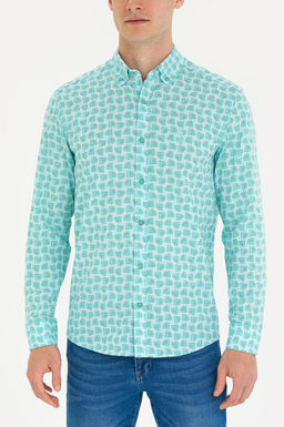 U. S. Polo Assn Мужская мятная рубашка с длинным рукавом - U.s. polo assn фото 5