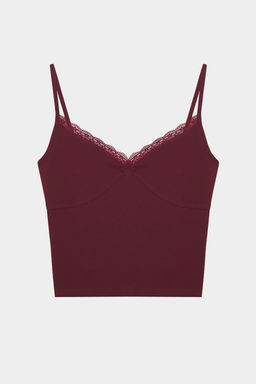 TRENDYOLMILLA Bordo Dantel Detayl? Ask?l? Fitted/Vucuda Oturan Orme Atlet TWOSS25AL00013  фото 5