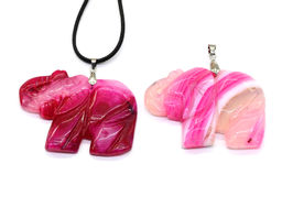 Кулон Слон 53*37мм из агата тонированного, цв.фуксия