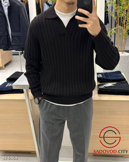 Свитер поло мужской однотонный