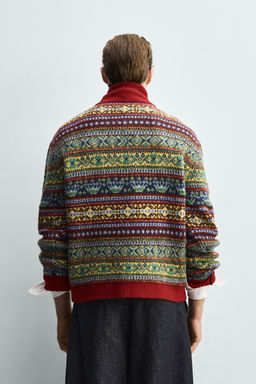 GEOMETRIC JACQUARD QUARTER-ZIP JUMPER