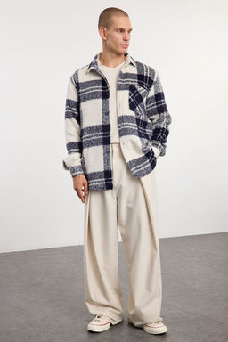 TRENDYOL MAN Ekru Unisex Oversize Fit K?sl?k Kareli Oduncu Gomlek Ceket TMNAW25GO00024 - Trendyolmilla фото 10