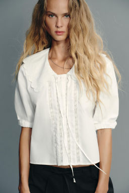 EMBROIDERED PETER PAN COLLAR SHIRT - Zara фото 11