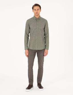 Рубашка Pierre Cardin Slim Fit хаки длинный рукав