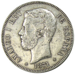 5 песет 1871 года Испания