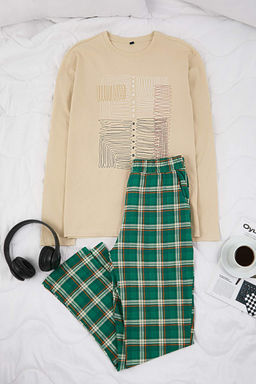 Lacivert Regular Ekose / Kareli Orme Pijama Tak?m? TMNAW26PT00055 - Trendyolmilla фото 17