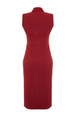 TRENDYOLMILLA Siyah Vucuda Oturan Dugme Detayl? Y?rtmacl? Midi Kalem Etek Dokuma Elbise TWOSS23EL02256  фото 17