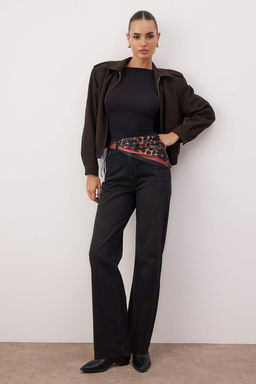 Siyah Yuksek Bel Wide Leg Jeans TWOAW26JE00285 - Trendyolmilla фото 2