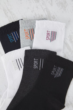 Cok Renkli Unisex 6l? Kolej/Orta Boy/Tenis Pamuklu Spor Corap TEDSS25CO00002