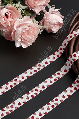 Тесьма эластичная 1,5 см*10 м "Божьи коровки" (SF-368-4)