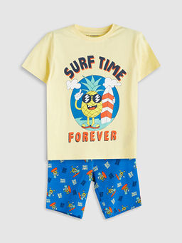 Ananas Bask?l? Erkek ?ocuk ?ortlu Pijama Tak?m