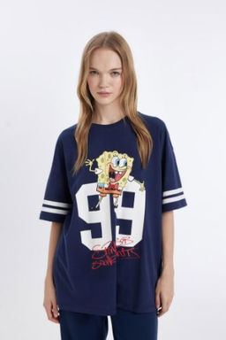 Coool SpongeBob Oversize Genis Kal?p Bisiklet Yaka K?sa Kollu Tisort