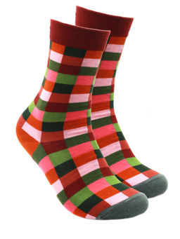 Носки р.35-40 Provence Клеточка красно-розовая