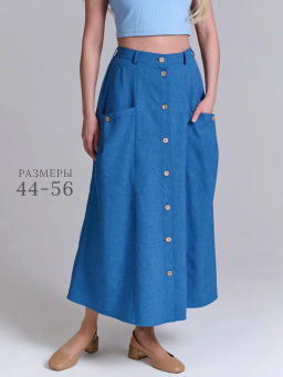 Льняная юбка с резинками по бокам лен с вискозой