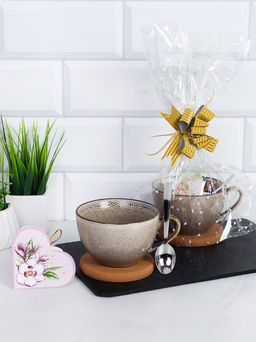 Подарочный набор Кружка 300 мл Градиент с подставкой под горячее + ложка / WRF-270 /уп/ в подарочной упаковке/ АКЦИЯ