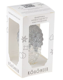 (цена за 6 шт) Елочное украшение Шишка в снегу 8см б.уп. СЕРЕБРО - Коломеев фото 2