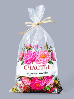 Цена за 50 шт. Пакет фасовочный БОПП, Счастье ждет тебя 20?35 см