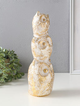 Фигура полистоун «Три совы - пирамида. Золотые круги», 11.5×11.5×32 см