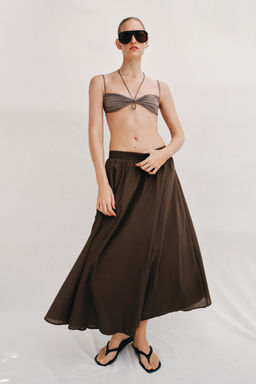 FALDA MIDI CAPA / Marr?n