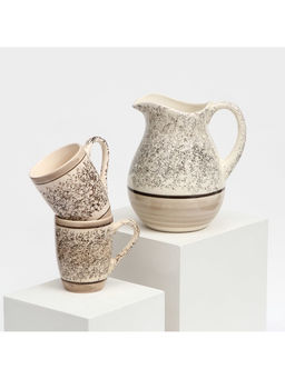 Набор посуды Керамика ручной работы «Персия», 3 предмета: кувшин 1.5 л, кружки 350 мл, бежевый