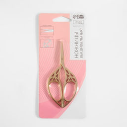 Ножницы для рукоделия «Лепесток», скошенное лезвие, 4.5", 10.5 см, цвет золотой