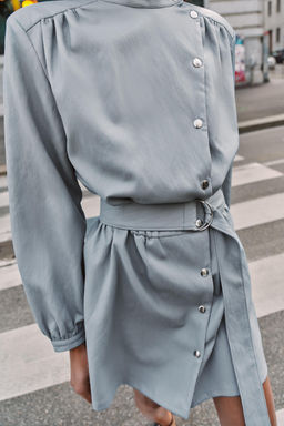 VESTIDO CORTO EFECTO PIEL CINTUR?N / Azul - Zara фото 6