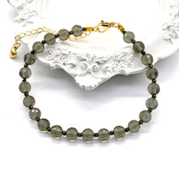 Браслет с султанитом шарик с гранями 5мм, 19см, 9,9г