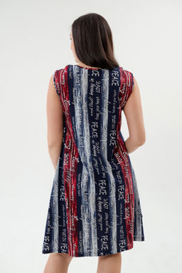 Платье женское из кулирки Кэтрин сине-красный макси - Амадэль фото 12