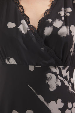 Siyah Cicekli A Kesim Mini Dokuma Elbise TWOSS25EL00029 - Trendyolmilla фото 3