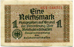 1 рейхсмарка 1939 года Германия (Для оккупированных территорий)