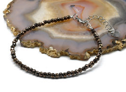 Браслет из циркона шарик гр.3мм цв.мокко, 18см