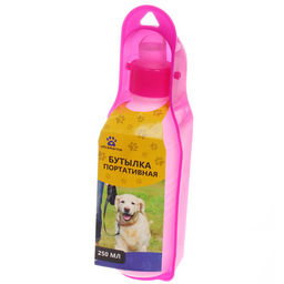 Цена за 3 шт. Поилка портативная прогулочная "ЛЮБИМЫЙ БРО", цвет розовый, 20см 250мл