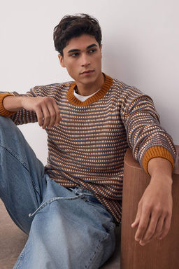 Trendyolmilla Man Camel Regular Bisiklet Yaka Jakarl? Kazak TMNAW22KZ0658  фото 2