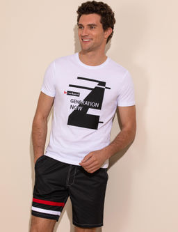 Beyaz Bisiklet Yaka Slim Fit T-Shirt
