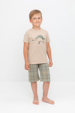 К 1528-1/тем.бежевый,шотландская клетка, пижама