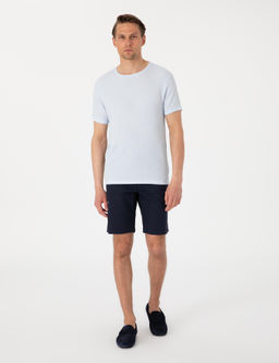 Lacivert Slim Fit Keten Kar___ml_ Beli Ba_c_kl_ Dokuma _ort