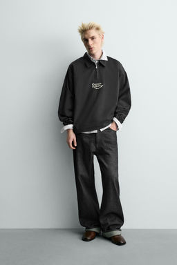 EMBROIDERED ZIP-UP POLO SHIRT