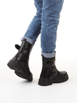 04-PAX40-1Z BLACK Ботинки зимние женские (натуральная кожа, 100% шерсть) размер 38 маломерит на пол