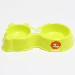 Миска двойная Киска под бутылку 300 мл/100 мл, зелёная - Пижон фото 2