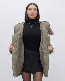 Куртка зимняя женская с большим капюшоном модная коричневого цвета 7739K - Visdeer фото 15