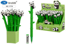 Цена за 2 шт. Ручка шар. "Панда" (MC-7778) на масляной основе, синяя, 0,5мм, гибкий корпус в виде бамбука, наконечник с фигуркой