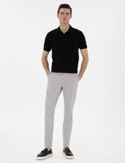 A__k Gri Slim Fit Kanvas Pantolon
