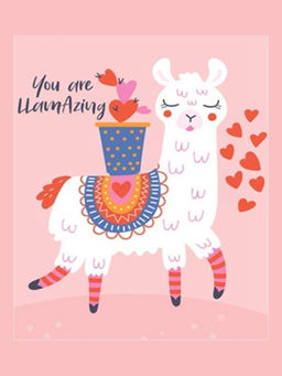 Алмазная мозаика без подрамника "Лама с сердечками", 15х20 см